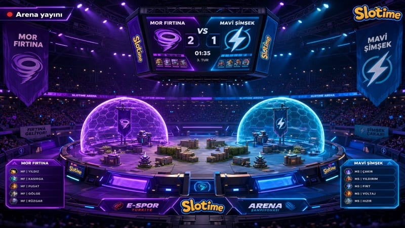Slotime Taktik Arena — Geniş Görünüm ve Skor Ekranı