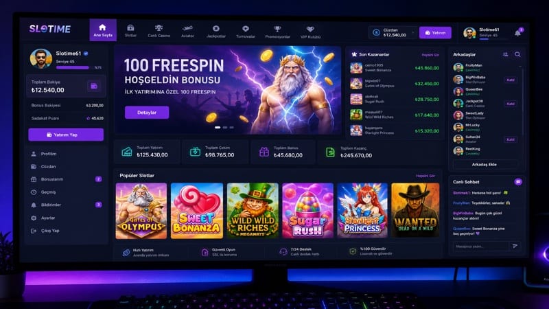 Slotime Platform Ana Ekranı — Geniş Görünüm